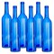 6 Pack Empty Blue Wine Bottles for Kitchen Counter, Home Decor, Crafts, Bar Accessories (12.75 Inches)